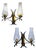 Mid-Century Italian Modern Brass and Textured Glass Double Wall Sconces, 1960s, Set of 2 For Sale