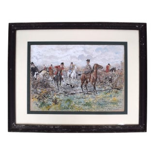 1st Whip: "Barbara! Garraway on Ye Ould Devil!" Fox Hunt Scene Watercolour by George Finch Mason For Sale