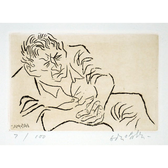 Witness" by Legendary William Gropper, 1968 Etching For Sale