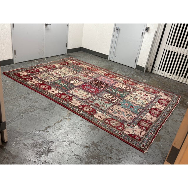 Traditional 8 Ft × 11 Ft Bakhtiari Style Garden Panel Area Rug, Vintage For Sale - Image 3 of 12