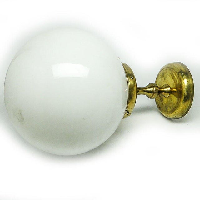 1950s Brass and Glass Pendant Lamp, Poland, 1950s For Sale - Image 5 of 6