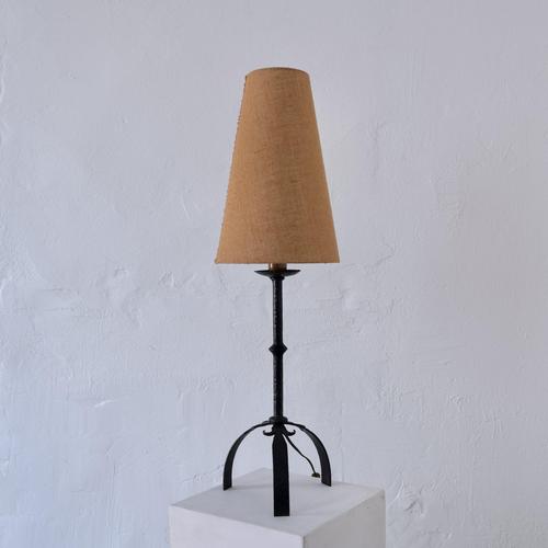 Beige Brutalist Wrought Iron Table Lamp, 1970s For Sale - Image 8 of 8