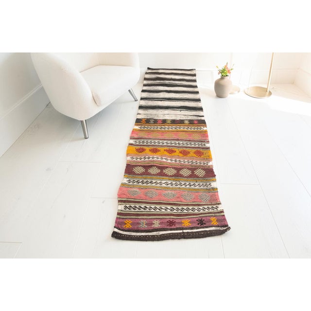 Kitchen Decor Vintage Kilim Runner For Sale - Image 9 of 10