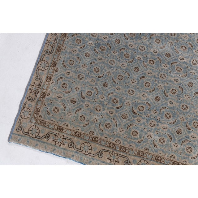 Antique 1910 Blue Tabriz Hand Knotted Runner - 3ft 3in X 15ft 4in For Sale - Image 12 of 12
