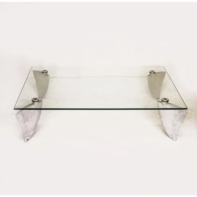 Vintage Fipper Coffee Table in Glass and Aluminum attributed to Matthew Hilton for SCP, 1980s For Sale - Image 10 of 12