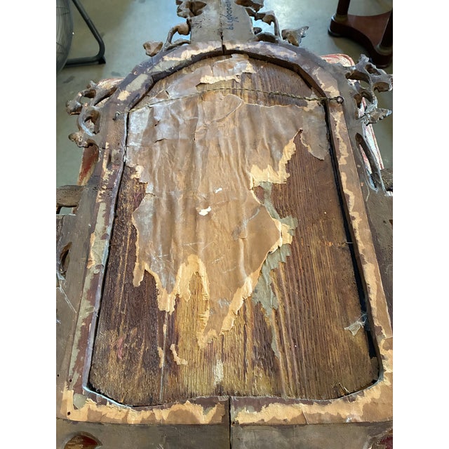 Antique Italian Hand-Carved Gilt Wood Mirror in the Baroque Style For Sale - Image 10 of 12