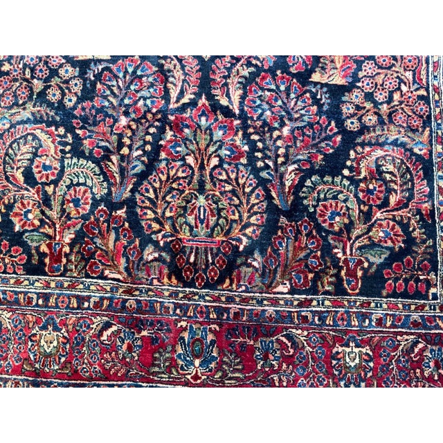 Blue Antique Persian Mohajeran Sarouk Carpet, 6' X 8'6" For Sale - Image 8 of 12