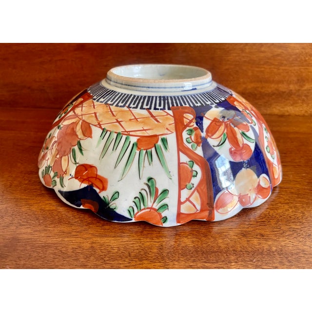 19th C. Japanese Imari Scalloped Centerpiece Bowl For Sale - Image 9 of 10