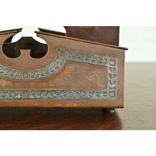 Metal Heintz Arts & Crafts Sterling Silver on Bronze Letter Rack For Sale - Image 7 of 11