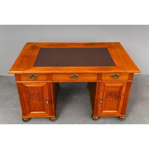 Brown Art Nouveau Desk, Early 20th Century For Sale - Image 8 of 18