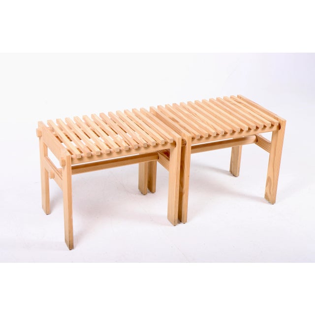 Mid-Century Modern Set of Scandinavian Modern Stools in Solid Pine, 1950s For Sale - Image 3 of 10