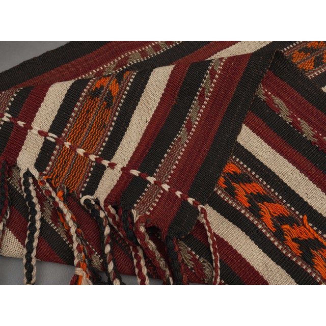 Burgundy 1970s Vintage Handmade Wool Cotton Burgundy Runner Rug For Sale - Image 8 of 10