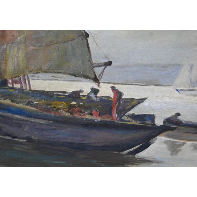 Bustad, Painting Sailboats on a Calm Sea, 1928, Oil on Canvas For Sale - Image 8 of 15