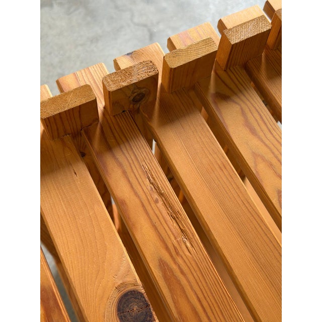 Pine Slatted Open Cube Storage Side Table Swedish Mid-Century Modern 1970s For Sale - Image 12 of 12