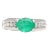 Platinum 1.17 Carat Oval East West Emerald & Diamond Ring Size 6.5 For Sale