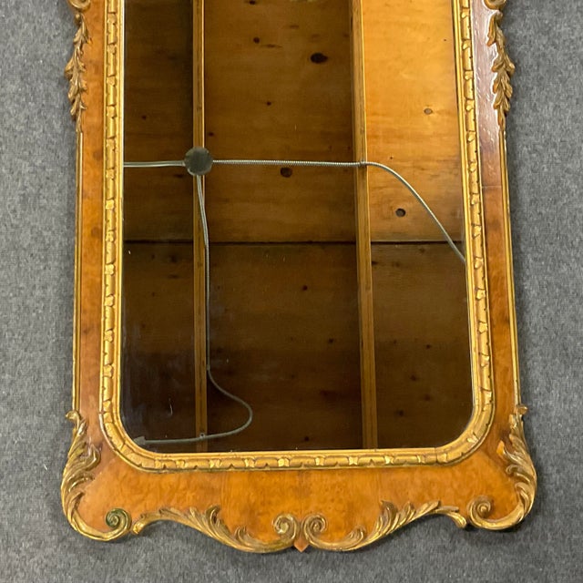 Traditional Vintage Italian Regency Empire Large Scale Burl Wood and Gilt Wall Mirror For Sale - Image 3 of 11