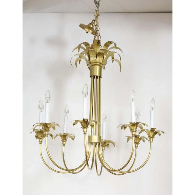 1950s Eight-Arm Italian Solid Brass Flower Chandelier For Sale - Image 4 of 13