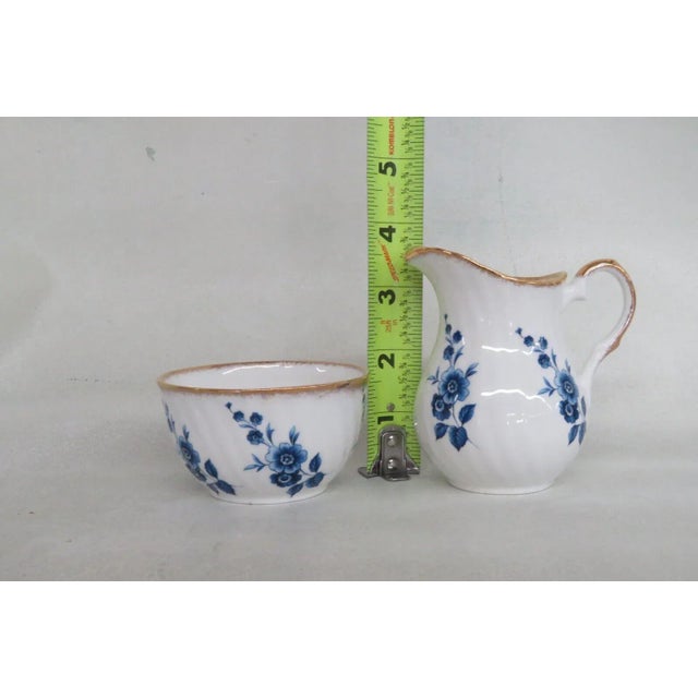 Ceramic Elizabethan England Bone China Blue Floral Creamer and Sugar Bowl Set For Sale - Image 7 of 10