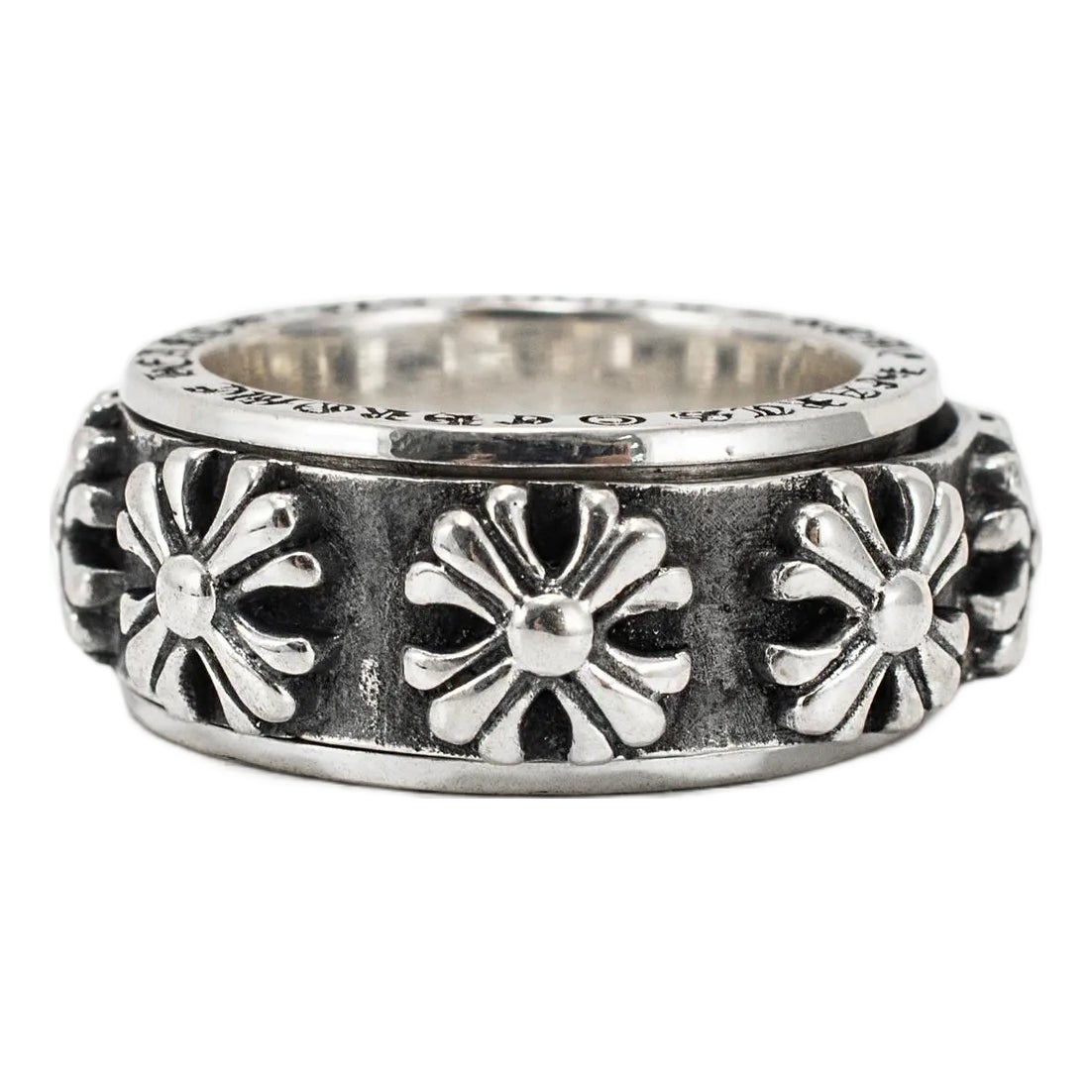 Men's Chrome Hearts 925 Sterling Silver Spinner Ch X Band Ring