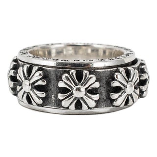 Men’s Chrome Hearts 925 Sterling Silver Spinner Ch X Band Ring, Size 9 For Sale