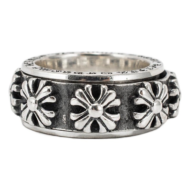 Men’s Chrome Hearts 925 Sterling Silver Spinner Ch X Band Ring, Size 9 For Sale