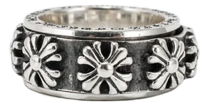 Men’s Chrome Hearts 925 Sterling Silver Spinner Ch X Band Ring, Size 9