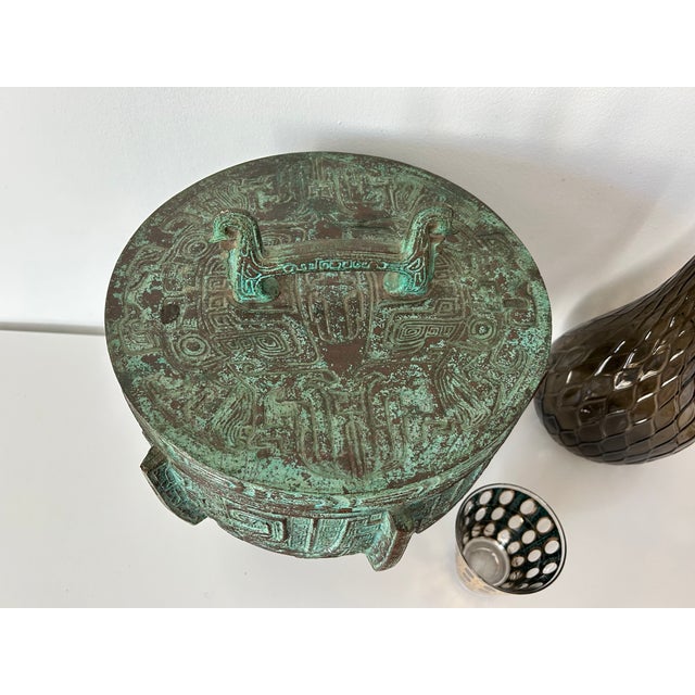 James Mont Vintage James Mont Verdigris Ice Bucket For Sale - Image 4 of 11