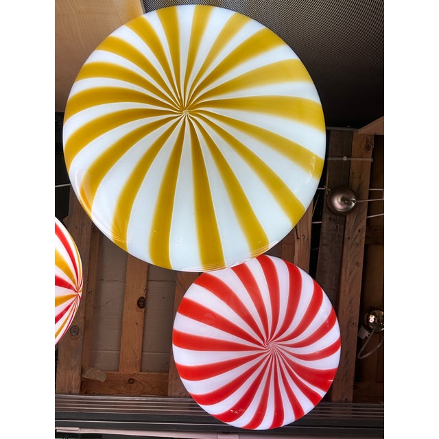 Contemporary Italian Murano Style Glass Swirling Multicolors Pendant Sphere For Sale - Image 3 of 5