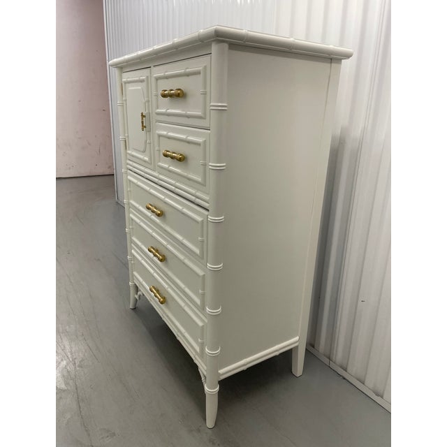 Mid-Century Modern Vintage Dixie Aloha Faux Bamboo Tallboy Chest For Sale - Image 3 of 11