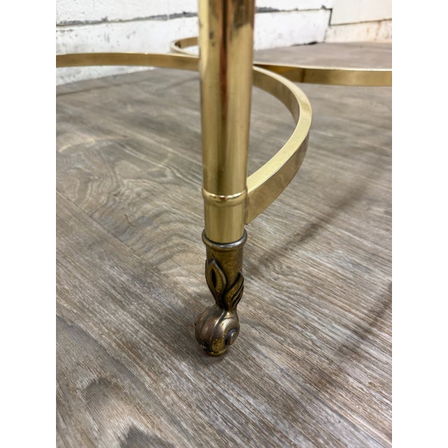 Mid 20th Century Vintage Hollywood Regency Brass Coffee Table With Beveled Glass Top For Sale - Image 5 of 13