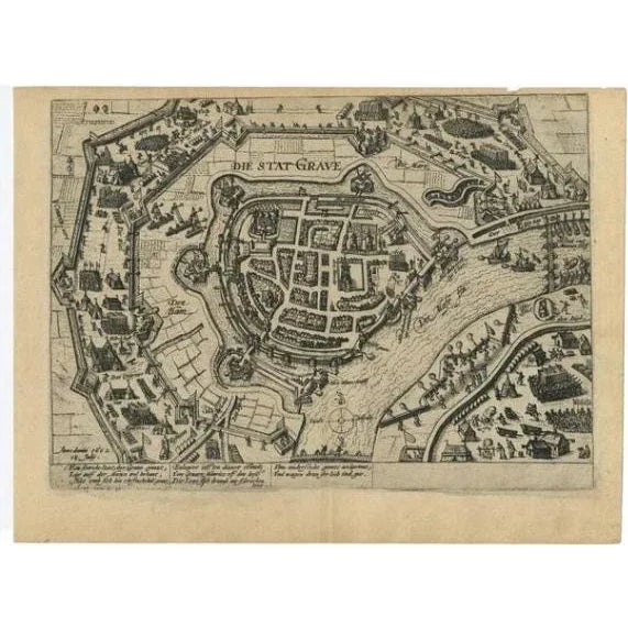 Antique Plan of the Siege of Grave in 1602 For Sale - Image 6 of 6