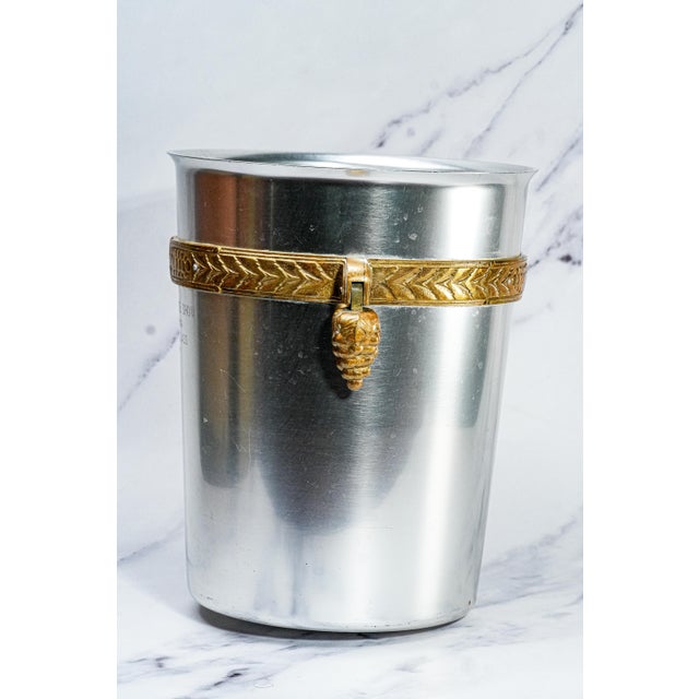 Metal 1930s Incredible Art Deco Antique Aluminum Brass Wine Cooler Ice Bucket Grape Design Trophy Presentation Horse Show For Sale - Image 7 of 12