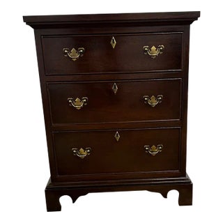 1990s Craftique Mahogany Three Drawer Chest With Brass Hardware For Sale