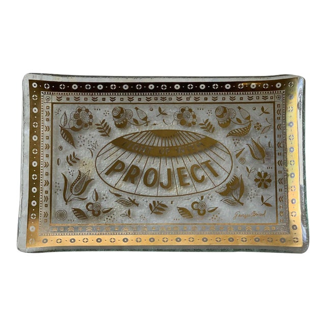 Vintage 1960s George Briard Tobacco Brand Glass Promotional Tray For Sale