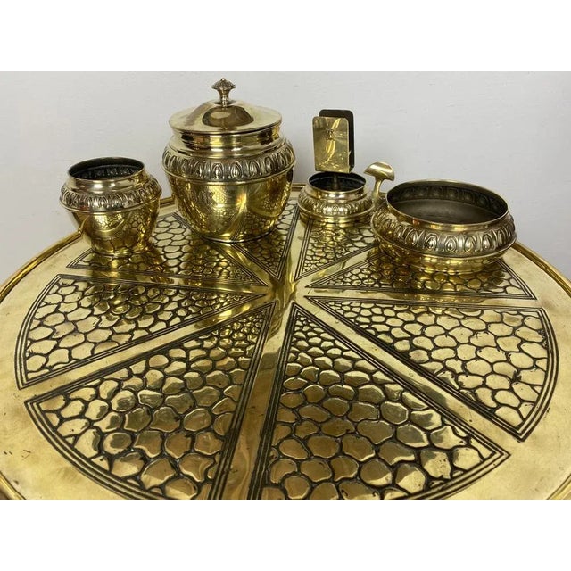 Dutch Smokers Table in Brass with Accessories from KMD-Daalderop, 1930s, Set of 5 For Sale - Image 3 of 18