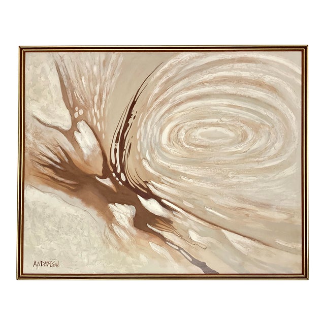 Vintage 1960s Abstract Oil Painting on Canvas Signed Anderson For Sale