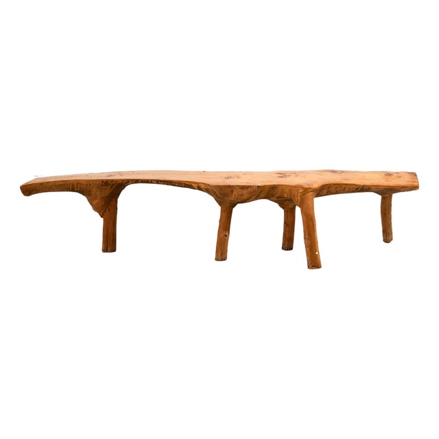 Brutalist Pine Bench, 1970 For Sale