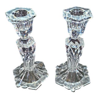 1970s Lead Crystal Candlesticks- a Pair For Sale