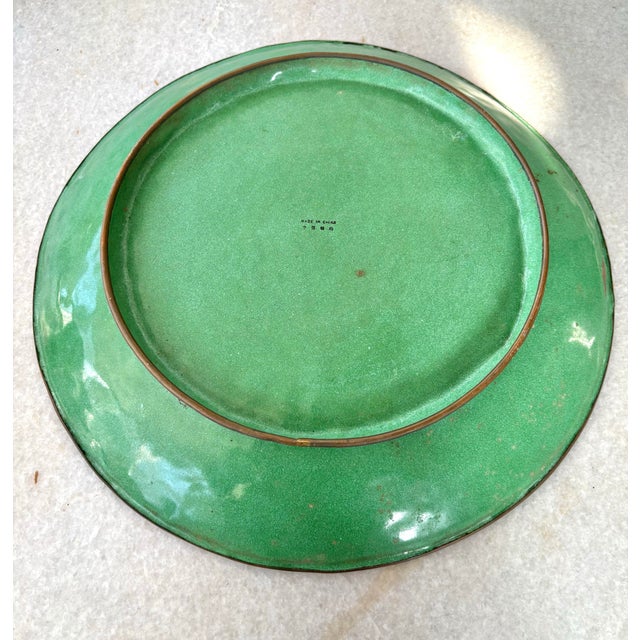 Famille Verte Enamel on Copper, 19th Century China, 14" Very Rare For Sale - Image 4 of 5