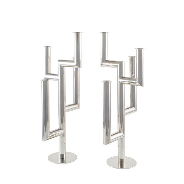 Brass Candlesticks by Franz Hagenauer for Werkstätte Hagenauer, Vienna, 1930s, Set of 2 For Sale - Image 4 of 8