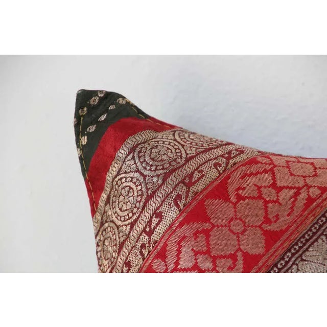 Decorative Vintage Throw Pillow Made From Silk Sari Borders, India For Sale - Image 12 of 13