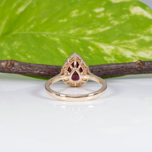 1.9Ct Gia Certified Mozambique Ruby Ring With Natural Diamonds Accents: 14k Gold, Size 6.75 For Sale - Image 9 of 10