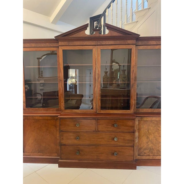 Brown Large George III Mahogany Breakfront Bookcase, 1800s For Sale - Image 8 of 18