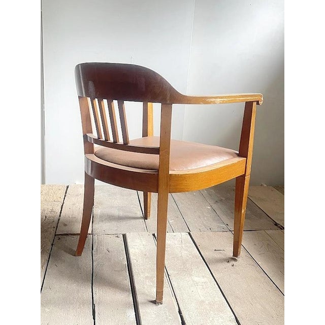 Textile Swiss Art Deco Armchair with Brown Leather Seat, 1930s For Sale - Image 7 of 10