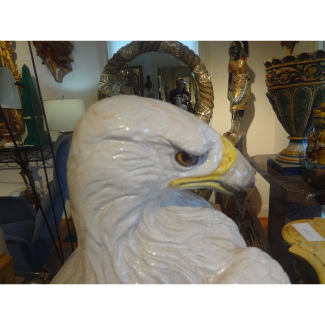 Vintage Italian Glazed Terracotta Eagle Sculpture For Sale - Image 10 of 11