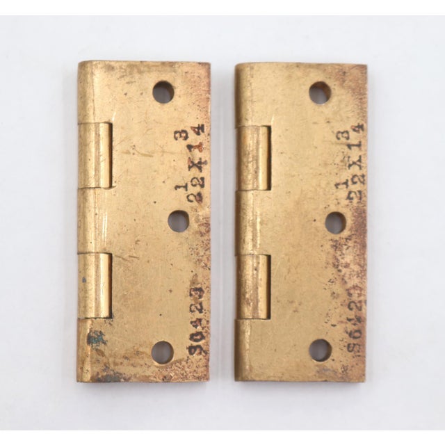 Mid 20th Century Pair of Vintage 1.75 X 2.5 In. Polished Brass Cabinet Door Hinges For Sale - Image 5 of 5