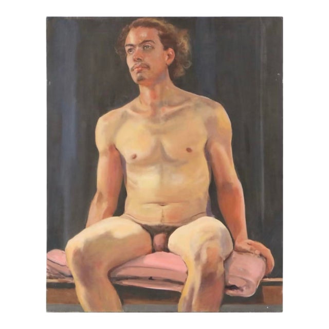 Untitled Seated Male Nude Oil Painting — Larry Griggs (B. 1951) For Sale