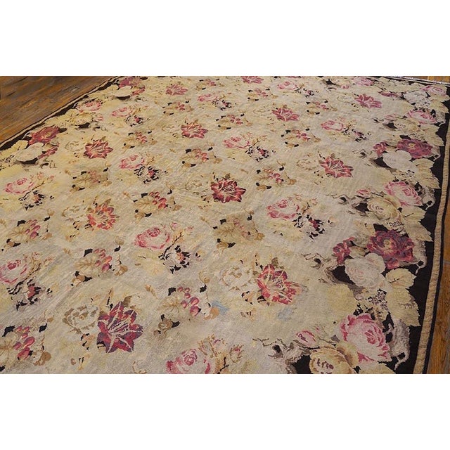 1870s Beige Floral Kilim Antique European Besserabian Rug 9'6" X 16'0" Flatweave Wool Carpet For Sale - Image 4 of 5