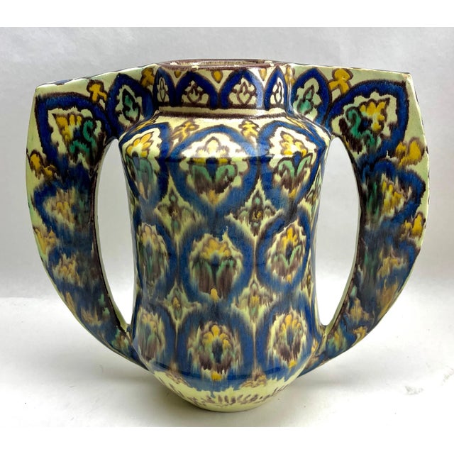 Blue Art Nouveau Handmade and Hand Glazed Planter by Pamenière, 1930s For Sale - Image 8 of 13