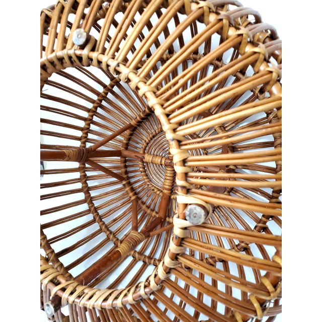 Ottoman Footstool Italy by Franco Albini Wicker Pencil Reed Pouf 1960s For Sale - Image 11 of 12